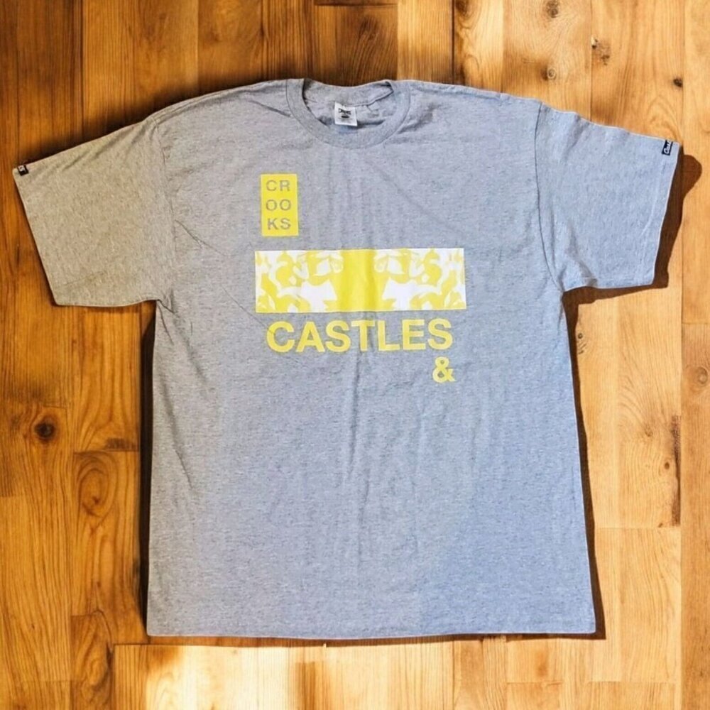 Crooks and Castles Tshirt Men's Size XL Short Sleeve Gray Yellow Streetwear NWOT